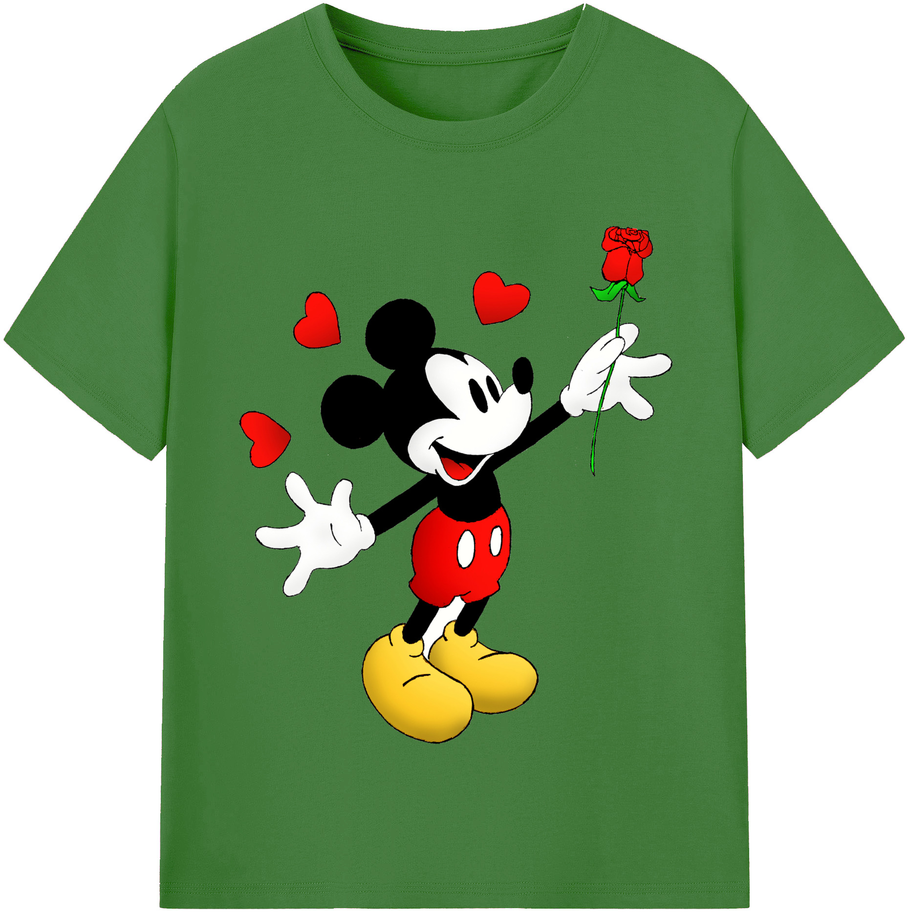 （画像用） ミッキーマウス Mickey Mouse レディースカジュアルプリントTシャツ（綿100％）